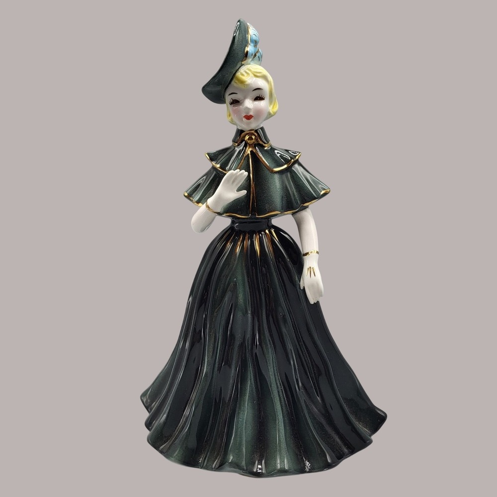 Vintage Norcrest Fine China Figurine Woman In Elegant Dress & Hat *READ*